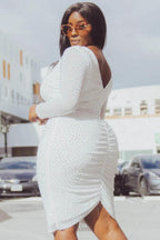 Translucent Silver Rhinestone Plus Midi Dress | Mixtshop LLC