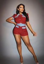 Plaid Print Denim Romper | Mixtshop LLC