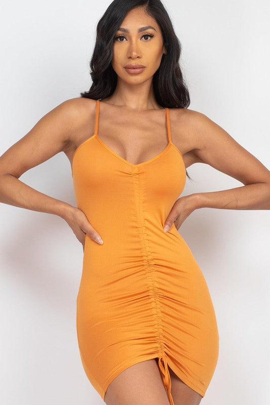 Adjustable Ruched Front Detail Mini Dress | Mixtshop LLC
