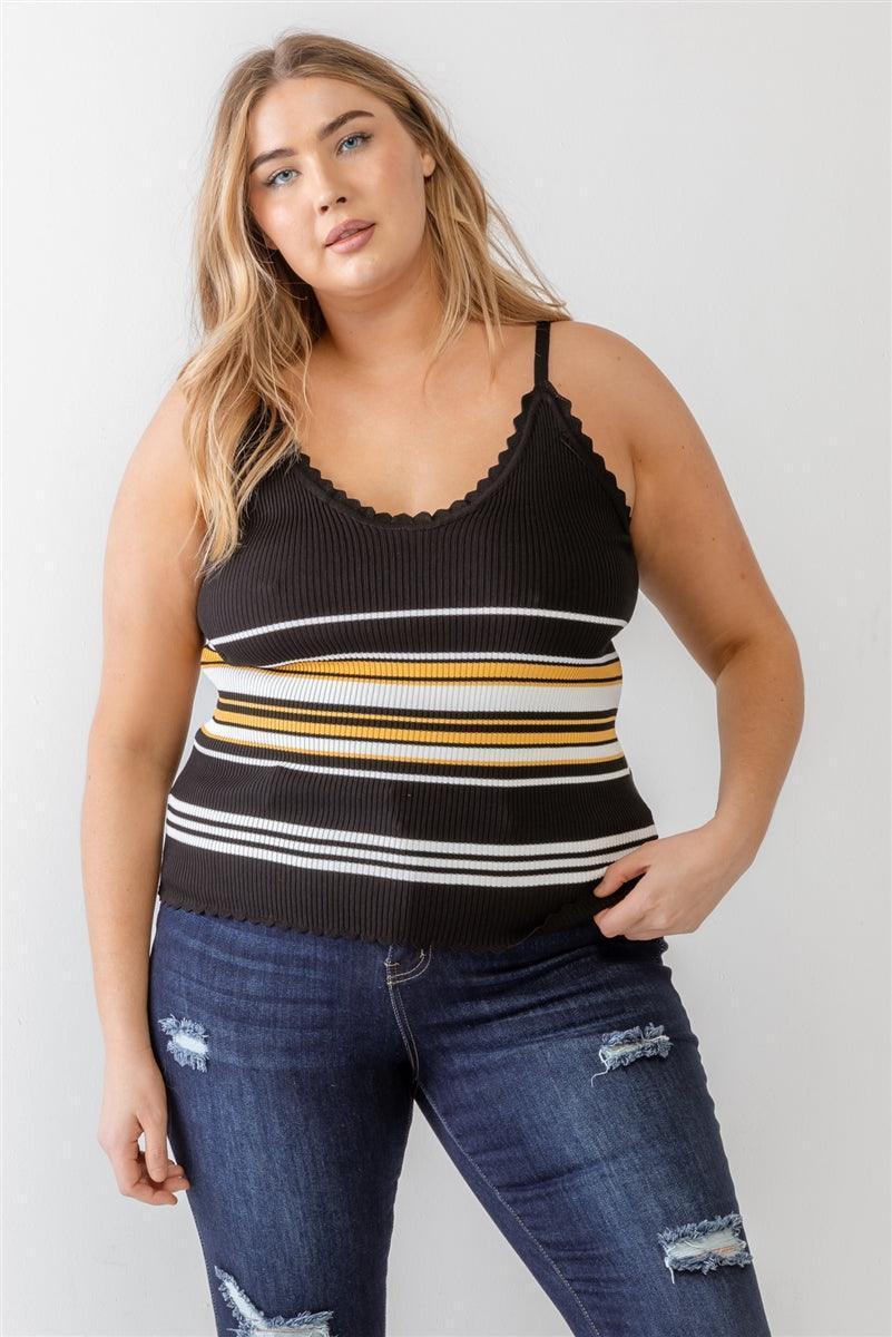Plus Ribbed Ruffle Tank Top | Mixtshop LLC Main image