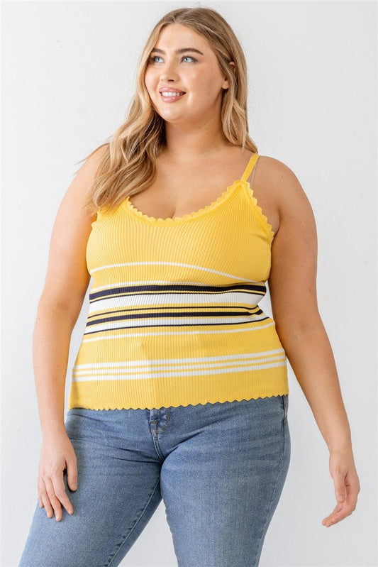 Plus Ribbed Ruffle Tank Top | Mixtshop LLC