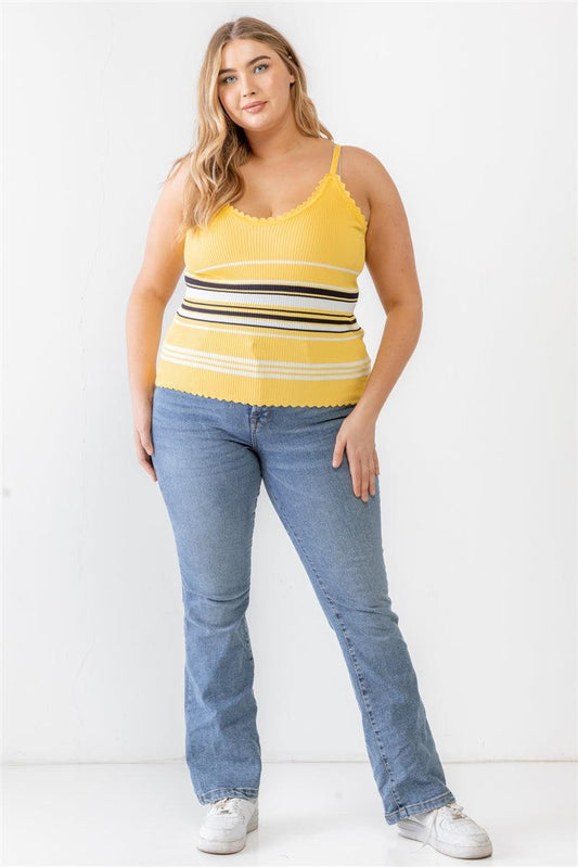 Plus Ribbed Ruffle Tank Top | Mixtshop LLC