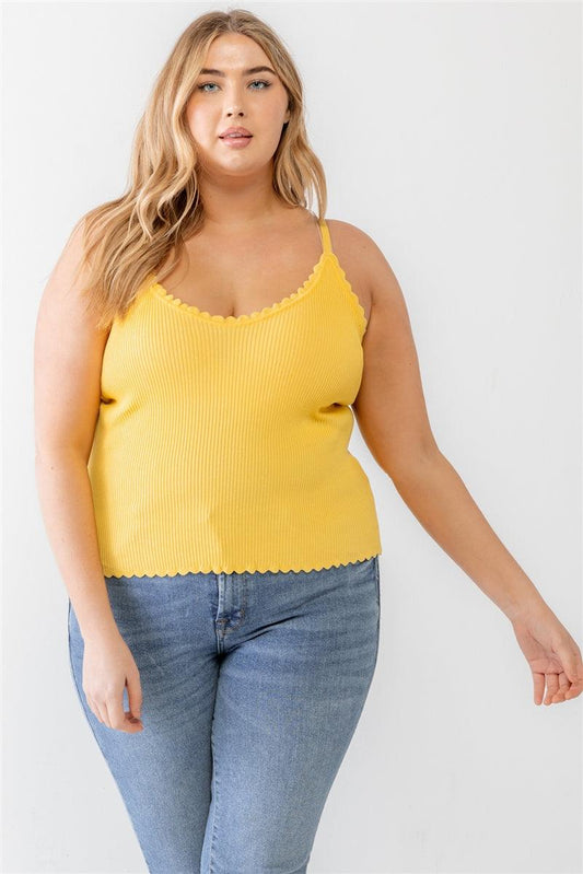 Plus Ribbed Ruffle Tank Top | Mixtshop LLC
