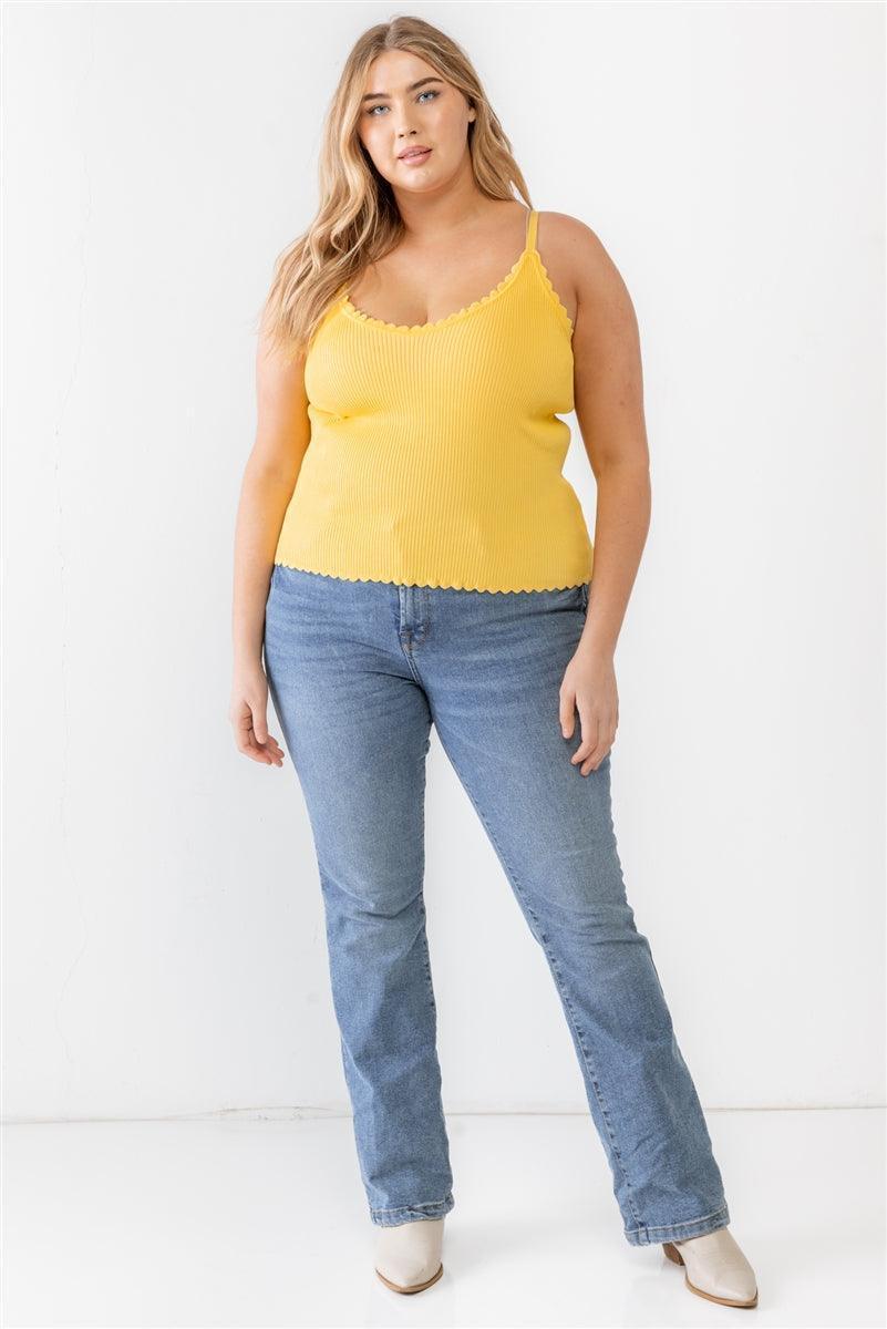 Plus Ribbed Ruffle Tank Top Secondary image