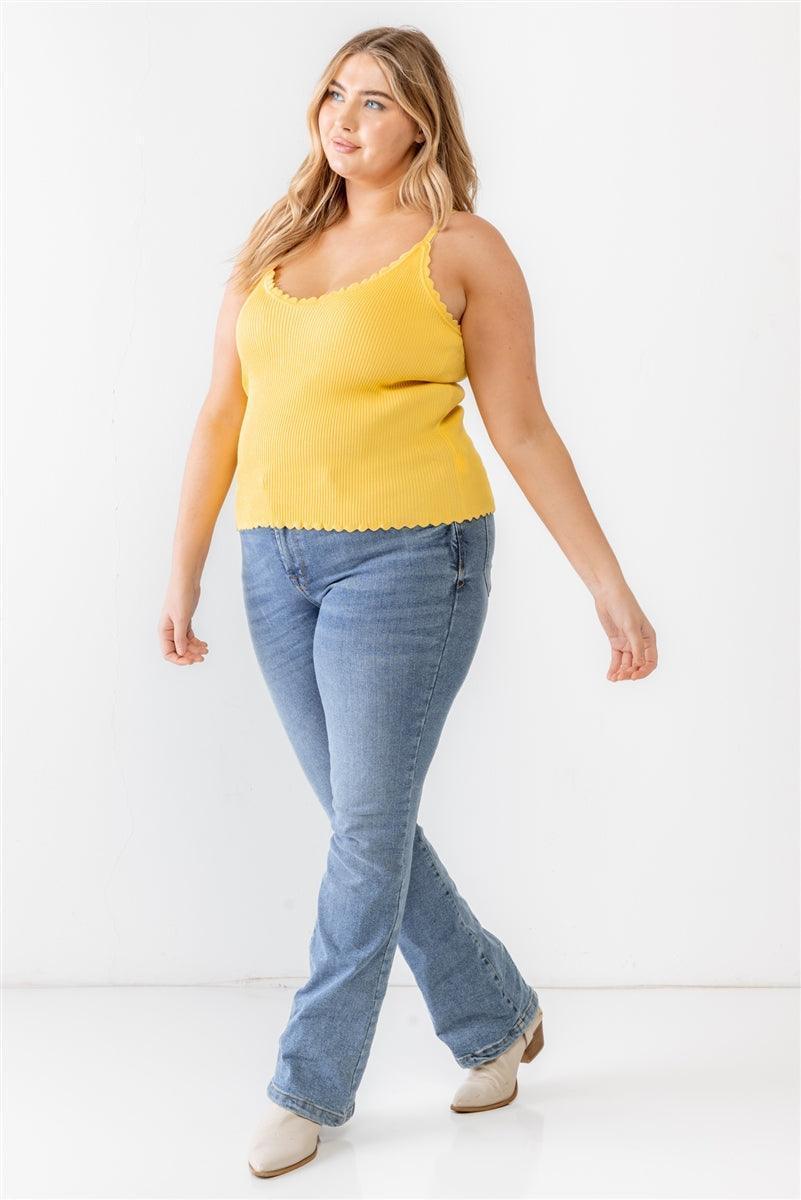 Plus Ribbed Ruffle Tank Top | Mixtshop LLC