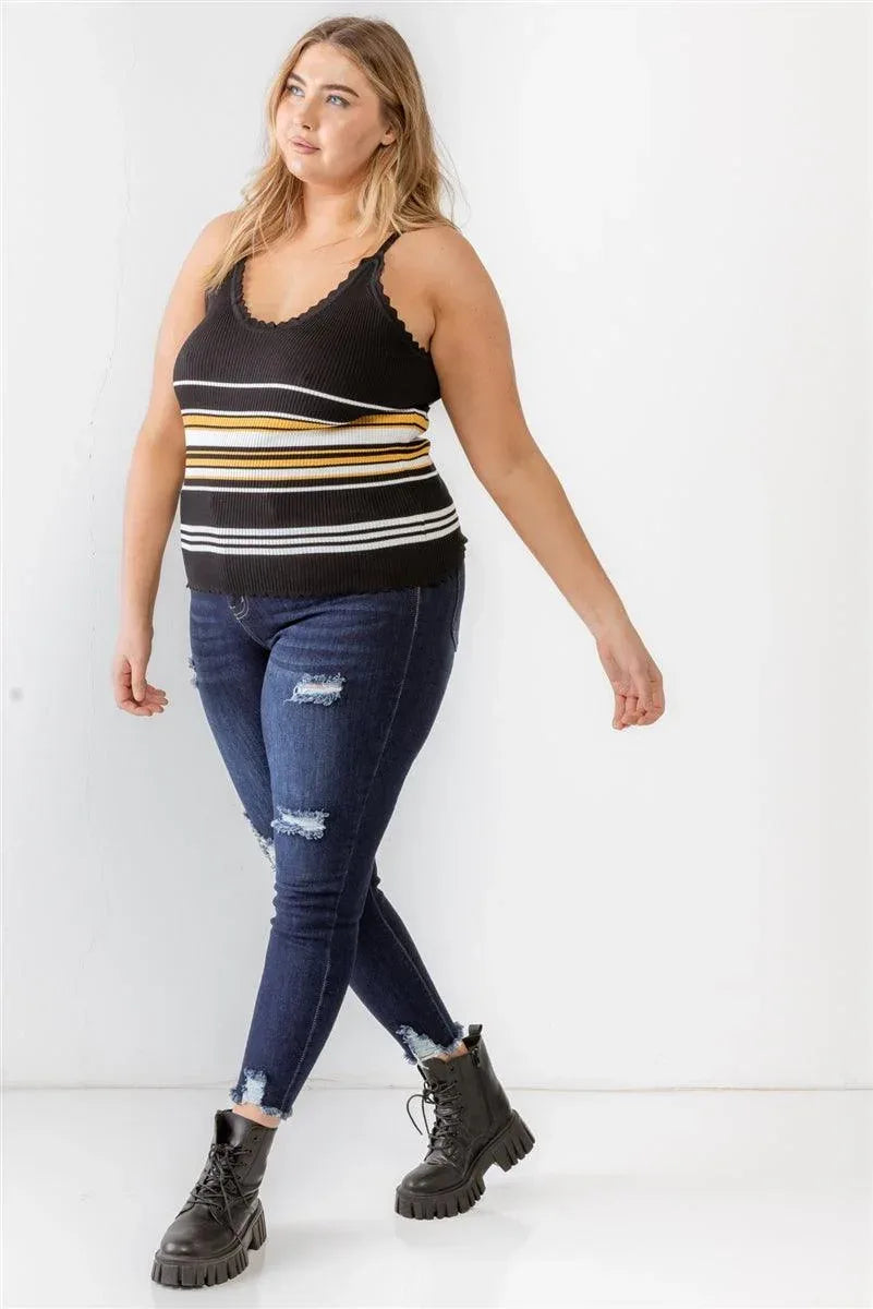 Plus Ribbed Ruffle Tank Top Secondary image