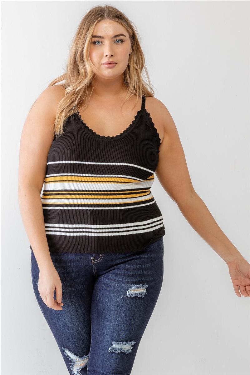 Plus Ribbed Ruffle Tank Top | Mixtshop LLC