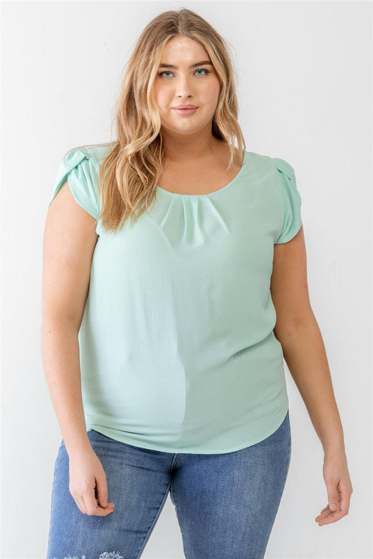 Plus Koshibo Textured Cap Sleeve Top | Mixtshop LLC