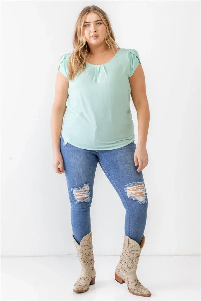 Plus Koshibo Textured Cap Sleeve Top Secondary image