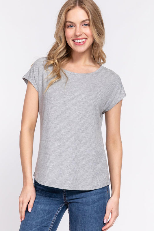 Short Dolman Slv Rib Knit Top | Mixtshop LLC