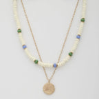 Coin Wood Bead Layered Necklace | Mixtshop LLC