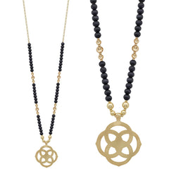 Flower Geometric Pendant Wood Bead Necklace | Mixtshop LLC