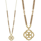 Flower Geometric Pendant Wood Bead Necklace | Mixtshop LLC