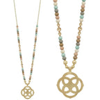 Flower Geometric Pendant Wood Bead Necklace | Mixtshop LLC