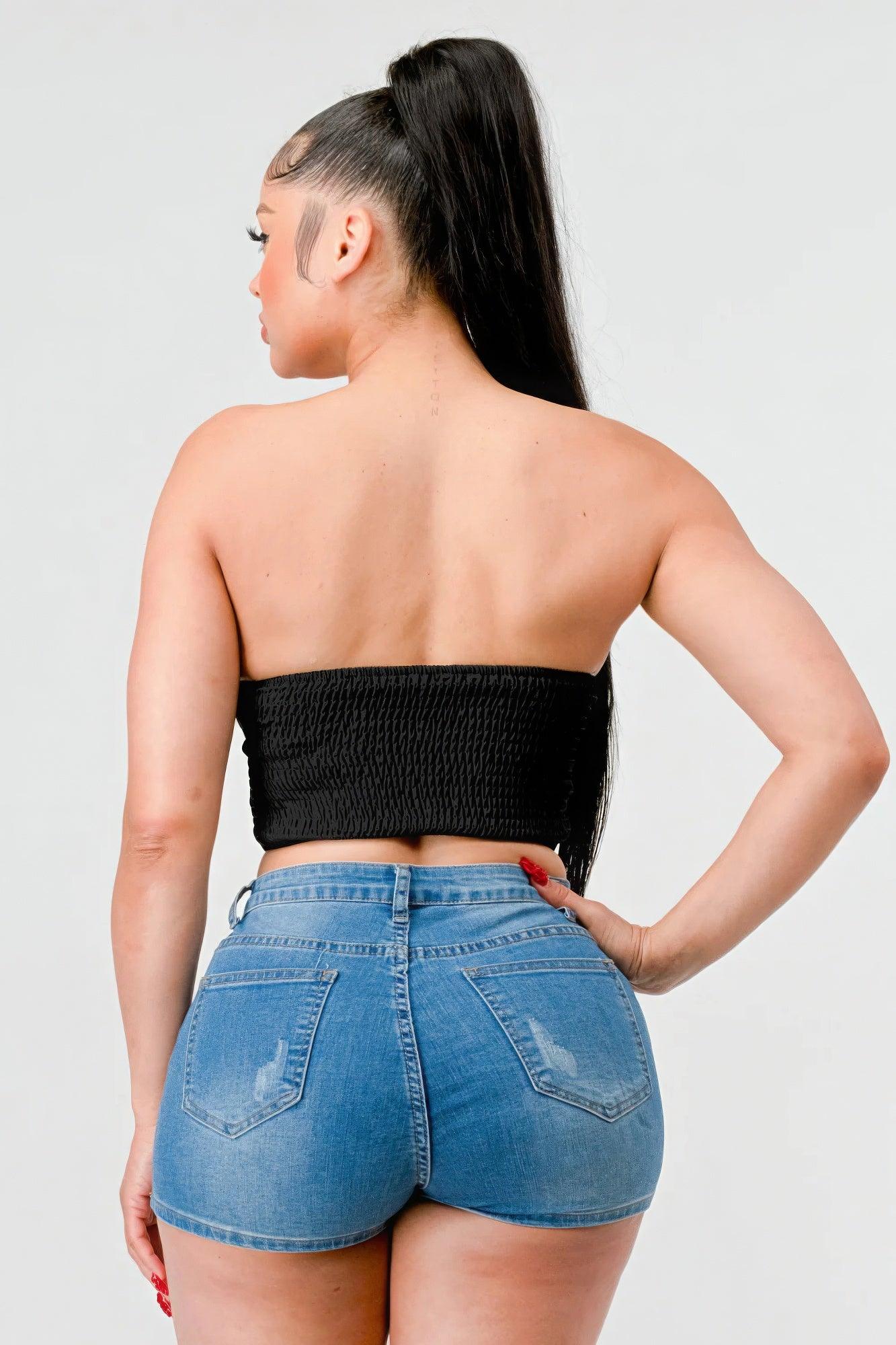 Luxe sweetheart ruffled drawstring lace bustier top | Mixtshop LLC