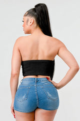 Luxe sweetheart ruffled drawstring lace bustier top | Mixtshop LLC