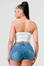 Luxe sweetheart ruffled drawstring lace bustier top | Mixtshop LLC