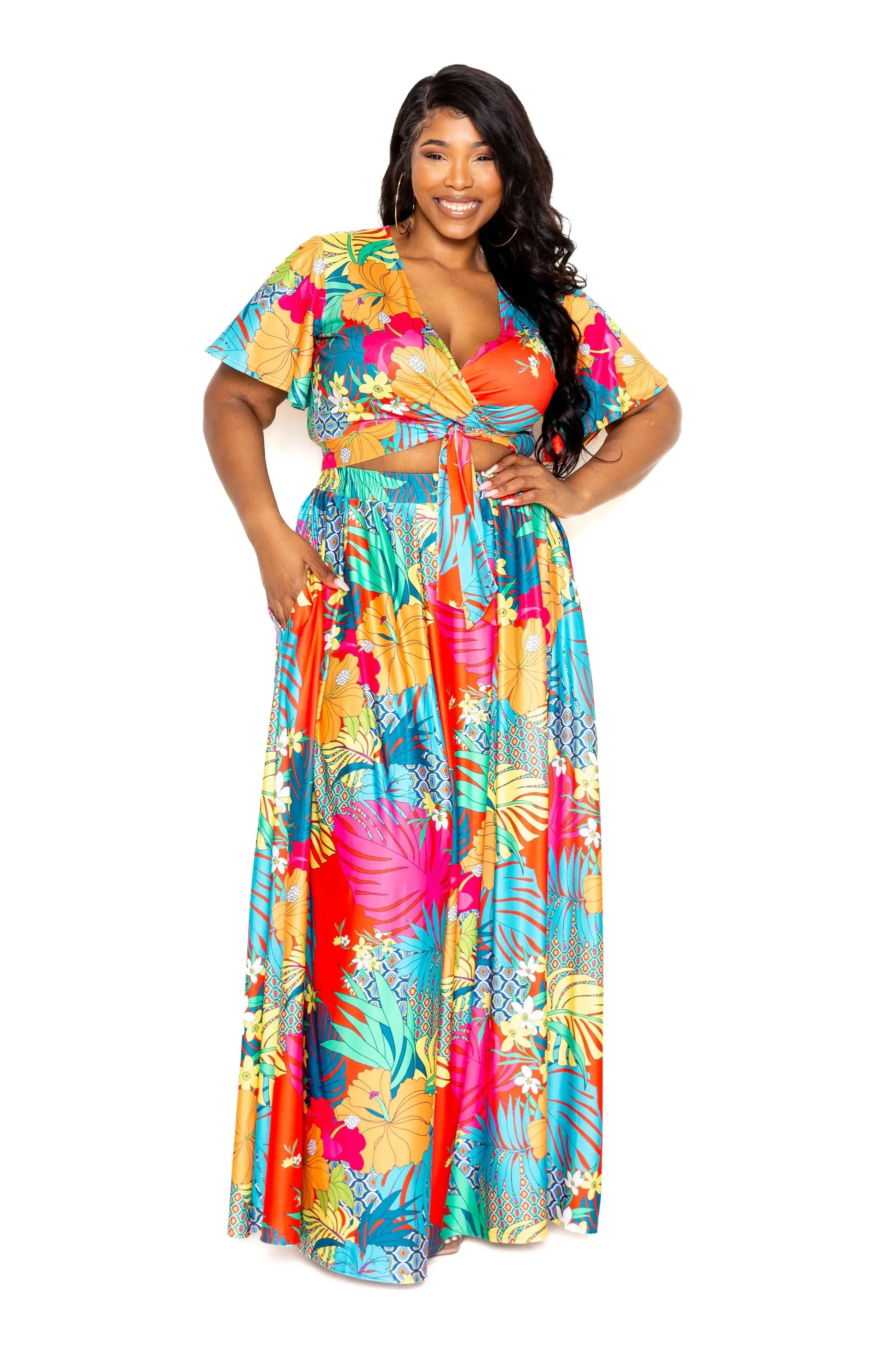 Tropical floral maxi skirt & top set | Mixtshop LLC