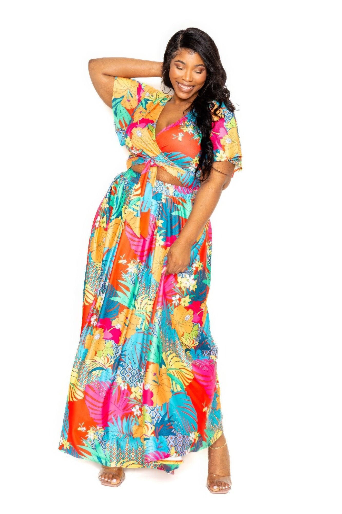 Tropical floral maxi skirt & top set | Mixtshop LLC