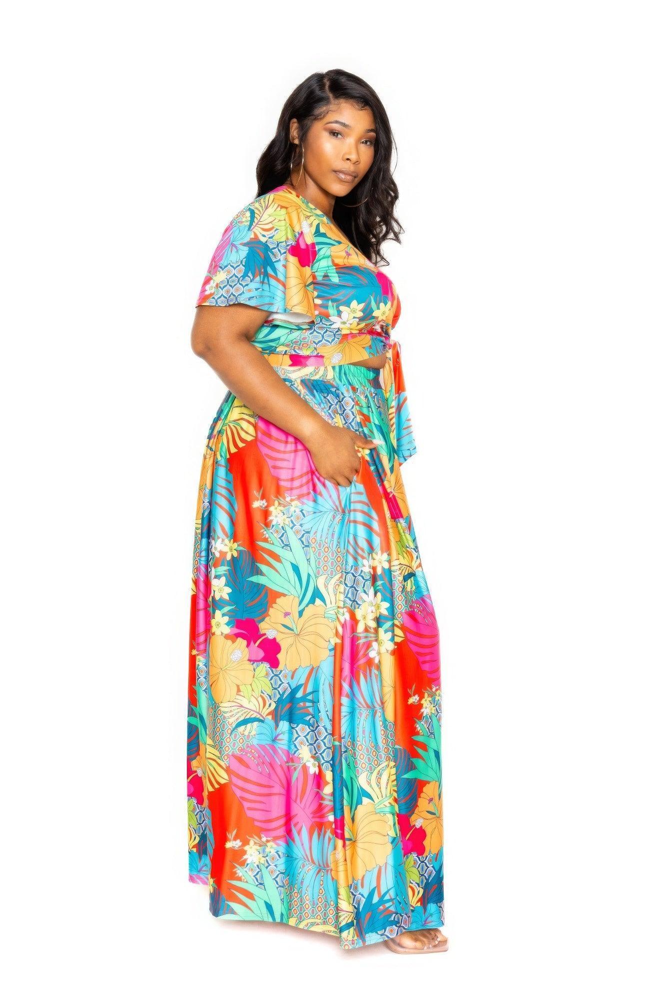 Tropical floral maxi skirt & top set | Mixtshop LLC