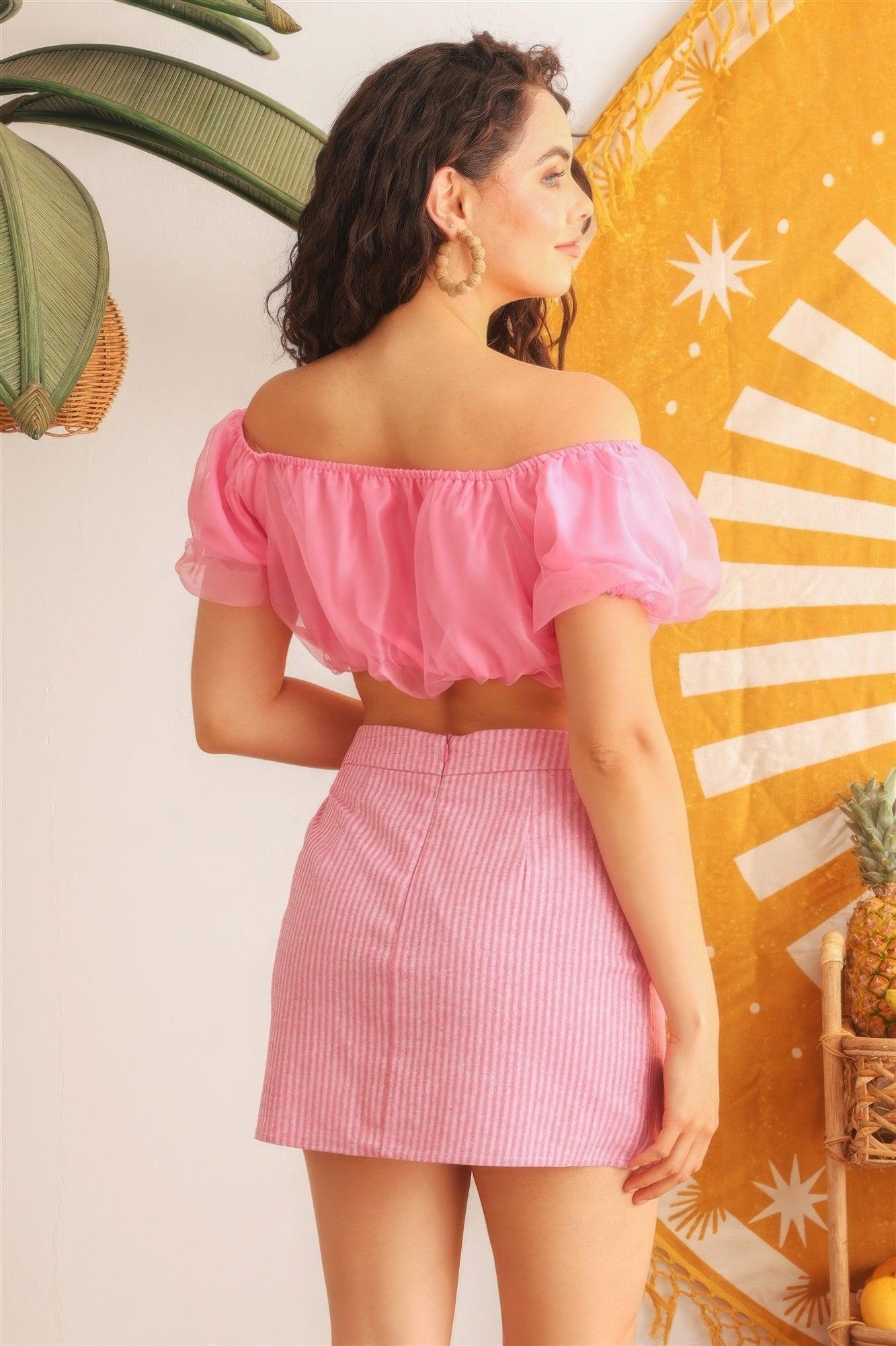 Organza Puff Short Sleeve Crop Top | Mixtshop LLC
