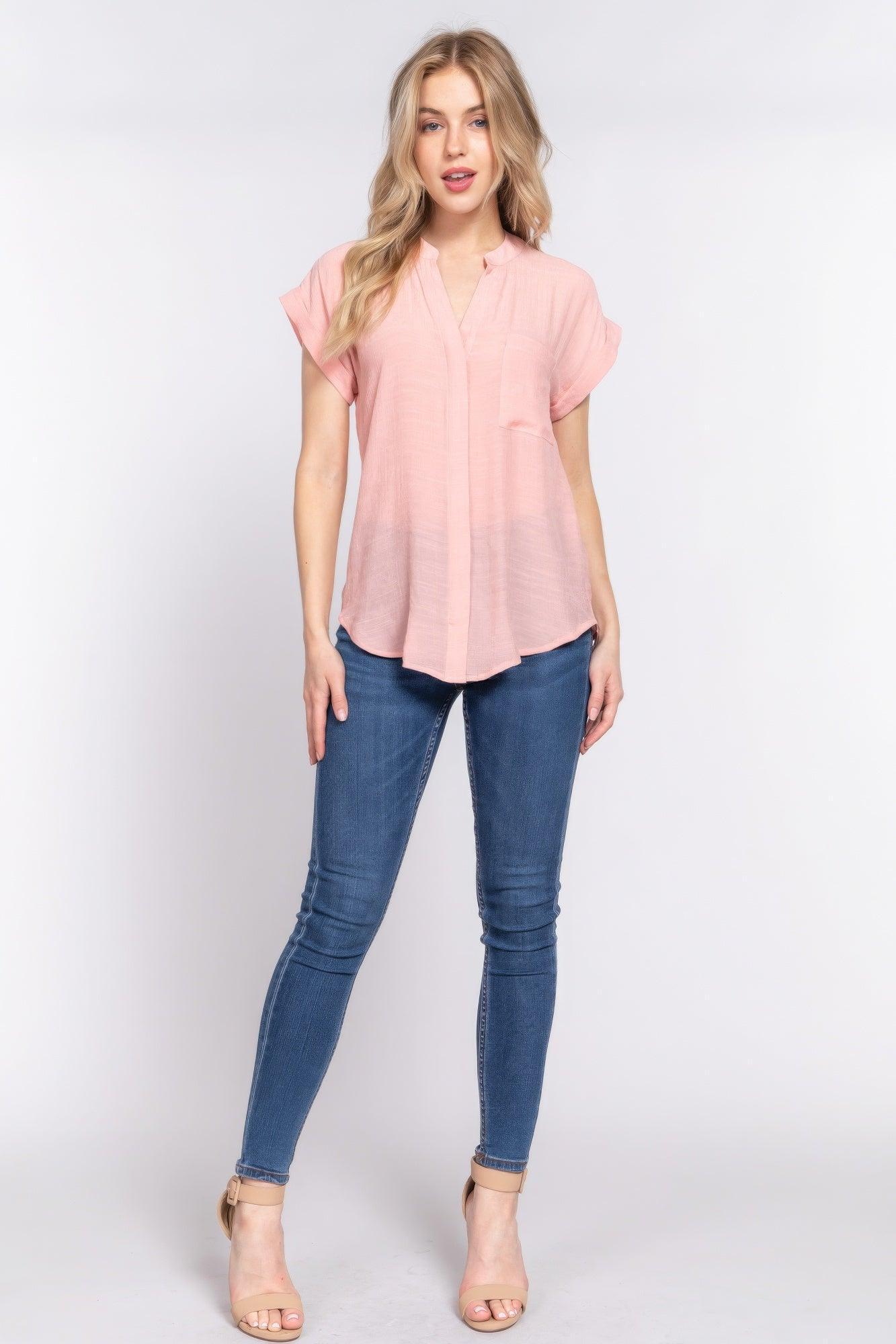 Dolman Slv Button Down Woven Top Secondary image