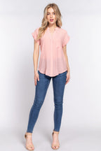 Dolman Slv Button Down Woven Top | Mixtshop LLC