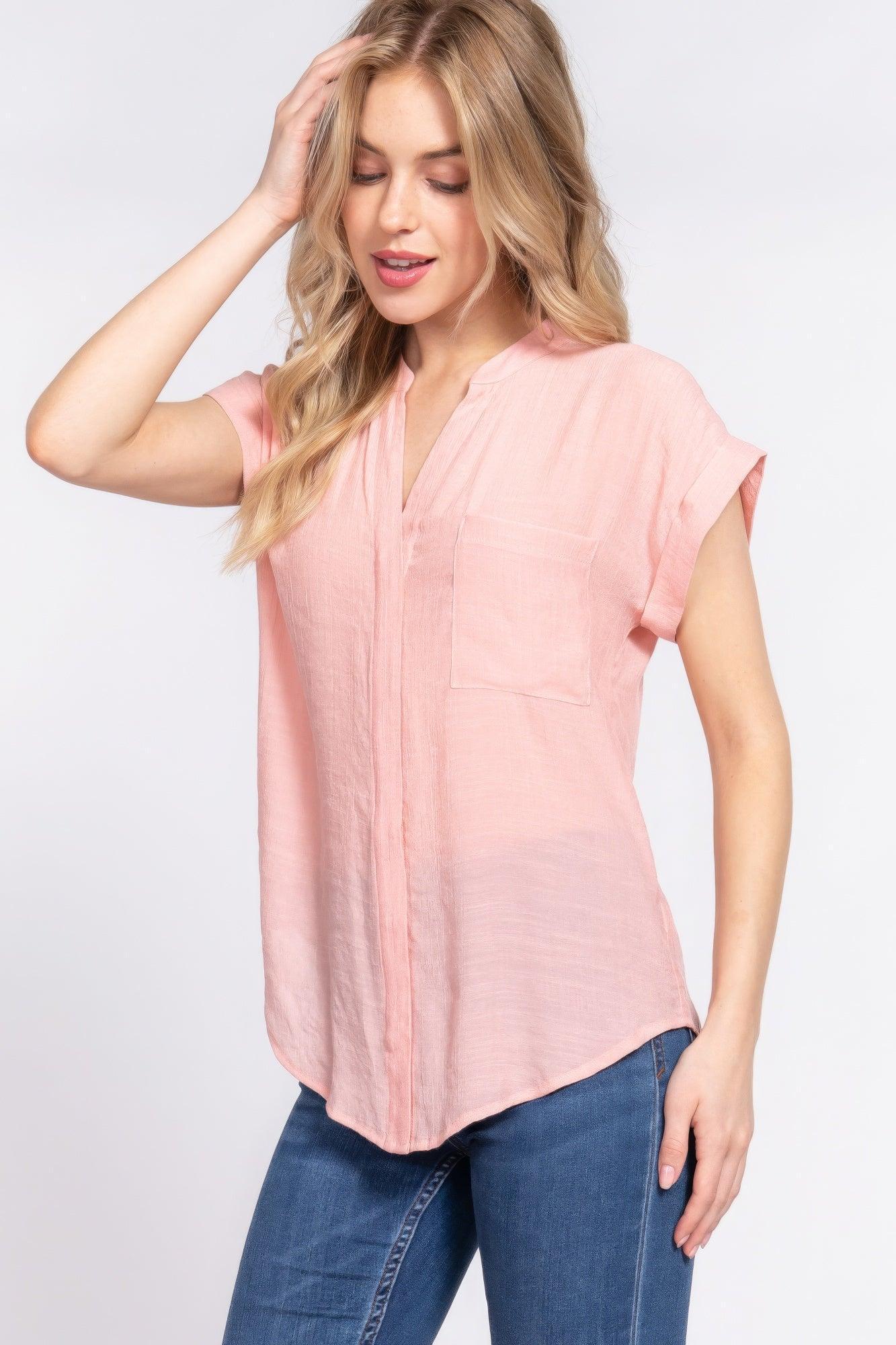Dolman Slv Button Down Woven Top | Mixtshop LLC