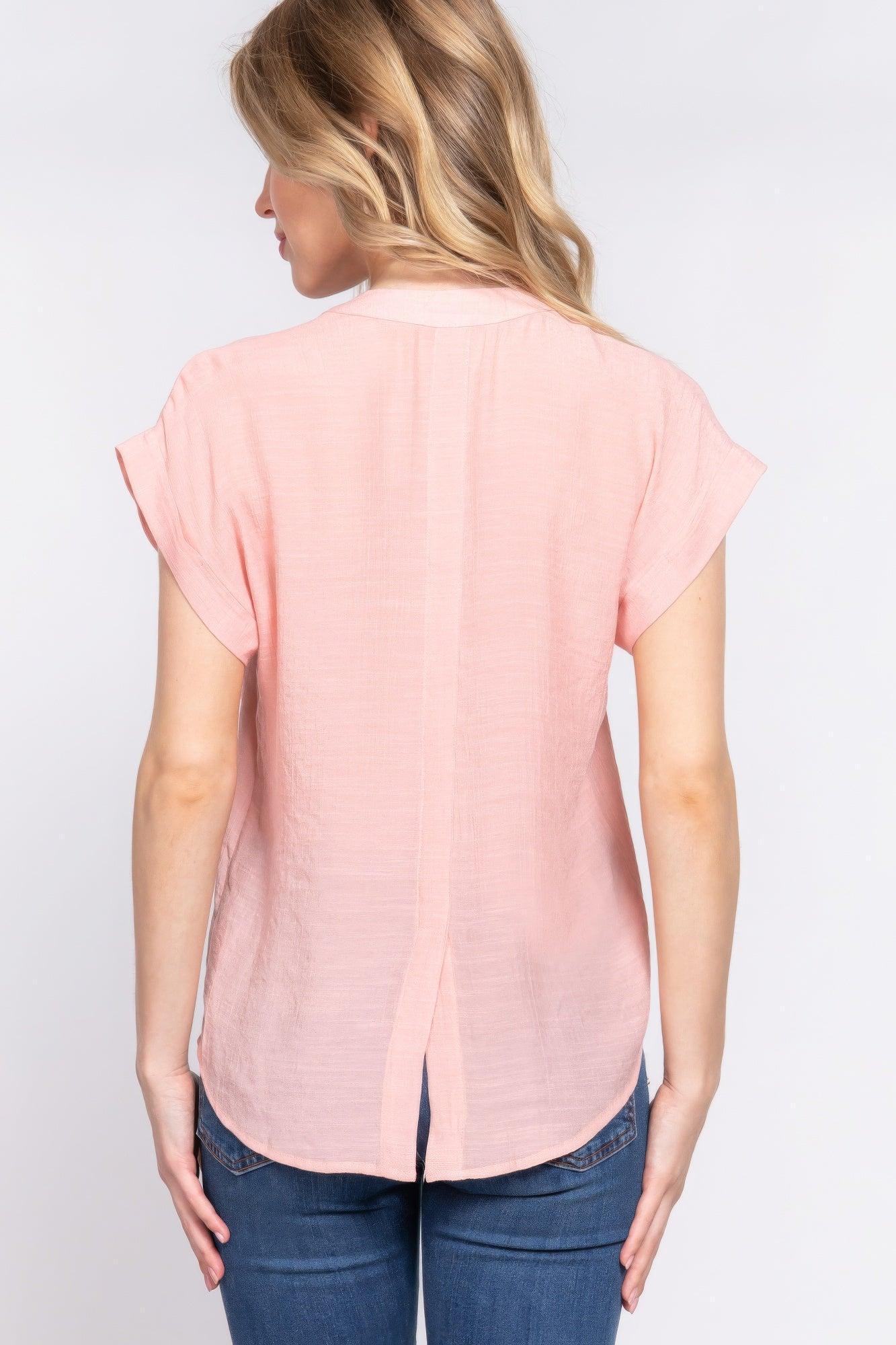 Dolman Slv Button Down Woven Top | Mixtshop LLC