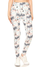 5-inch Long Yoga Style Banded Lined Sailor Printed Knit Legging With High Waist | Mixtshop LLC