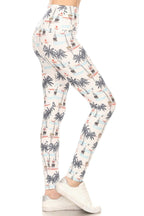 5-inch Long Yoga Style Banded Lined Sailor Printed Knit Legging With High Waist | Mixtshop LLC
