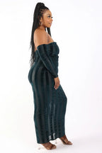 Striped Velvet Off Shoulder Dress | Mixtshop LLC