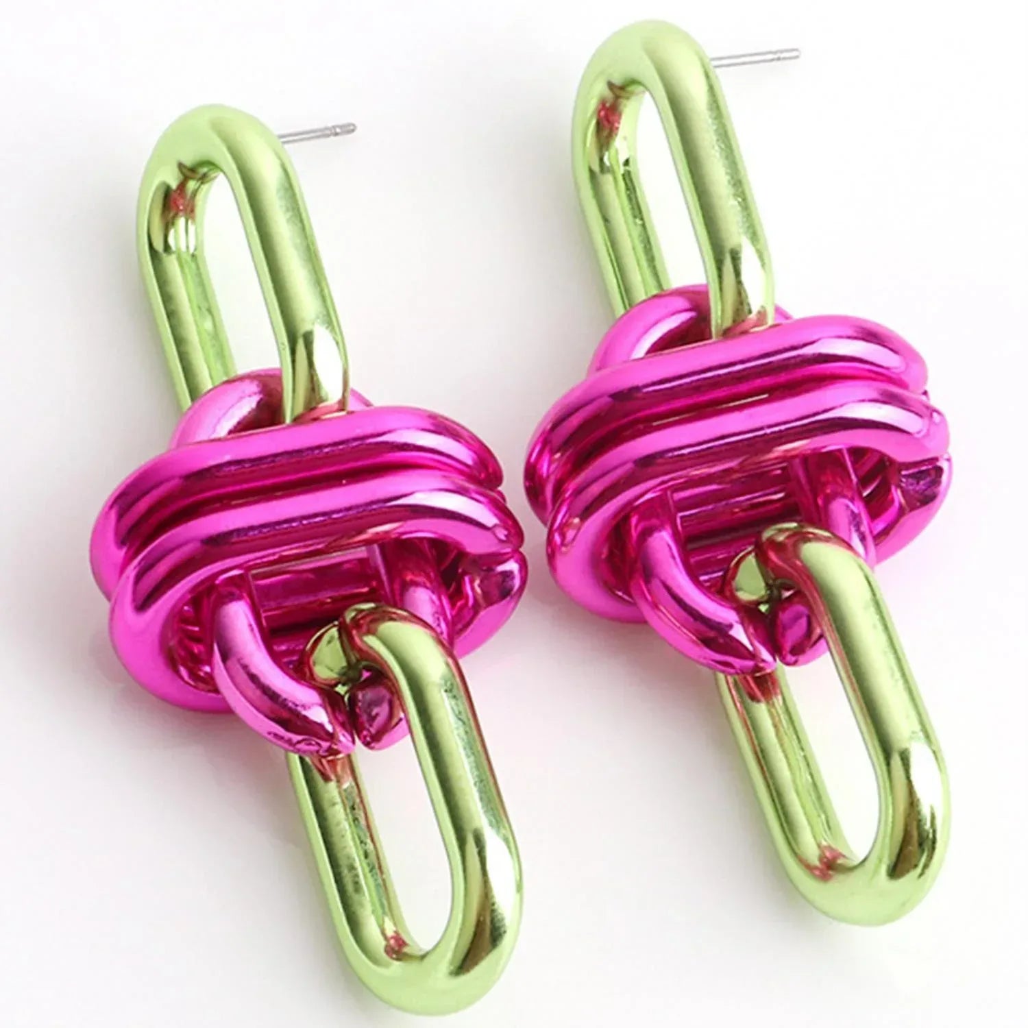 Color Metal Oval Link Earring Secondary image