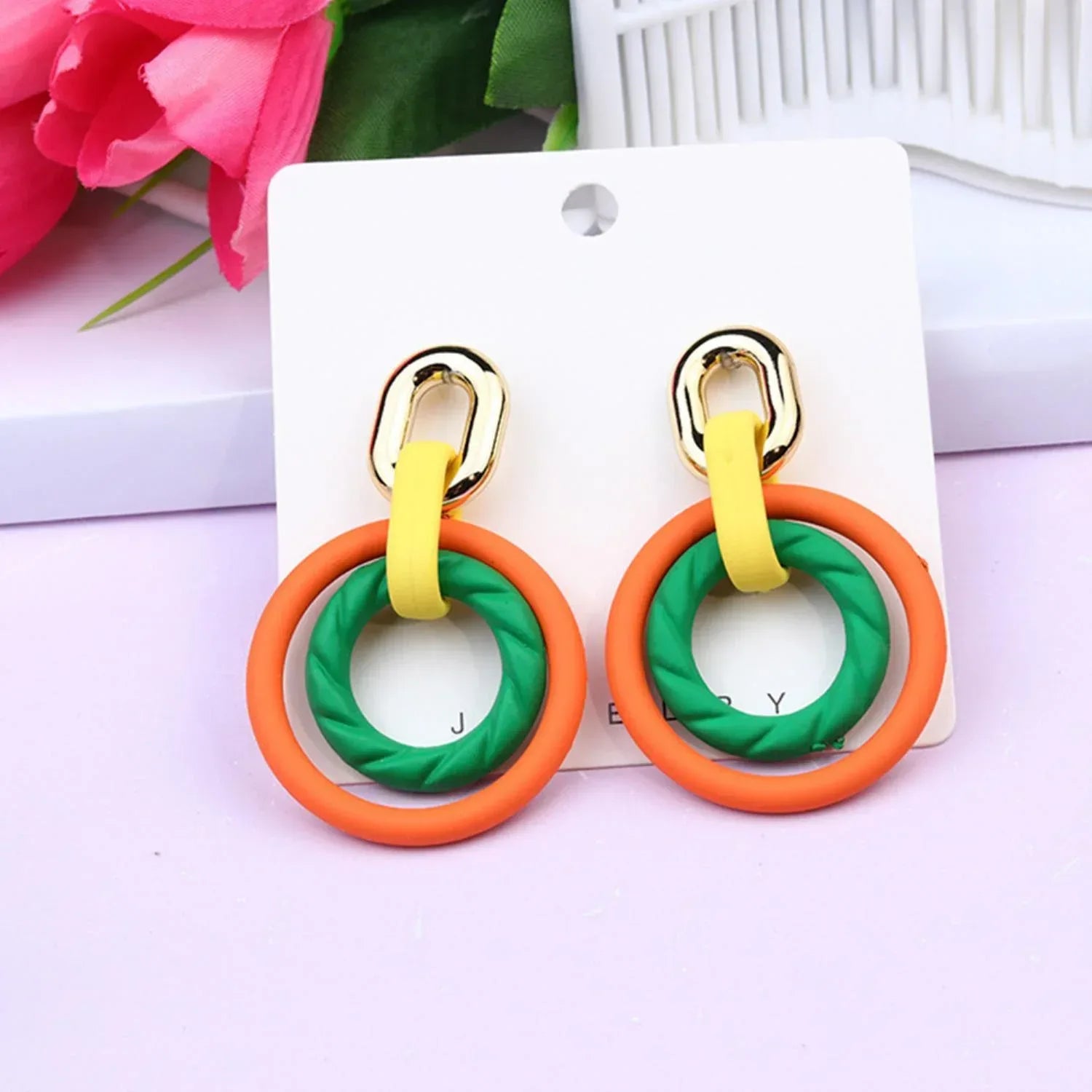Smooth Texture Round Dangle Earring Secondary image