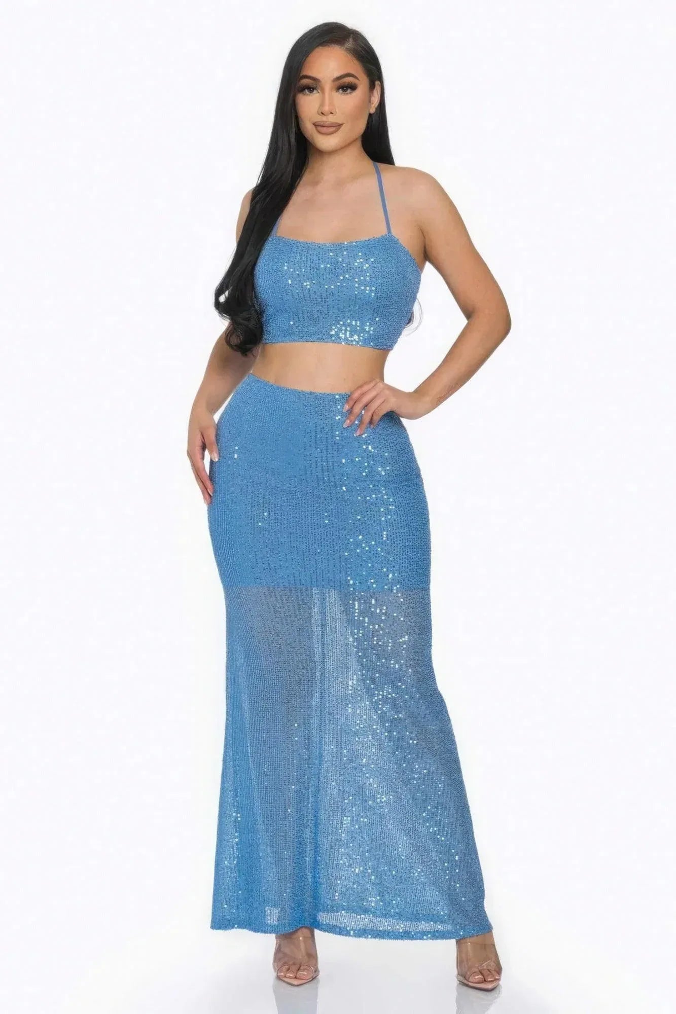 Sexy Back Sequin Maxi Dress | Mixtshop LLC Main image