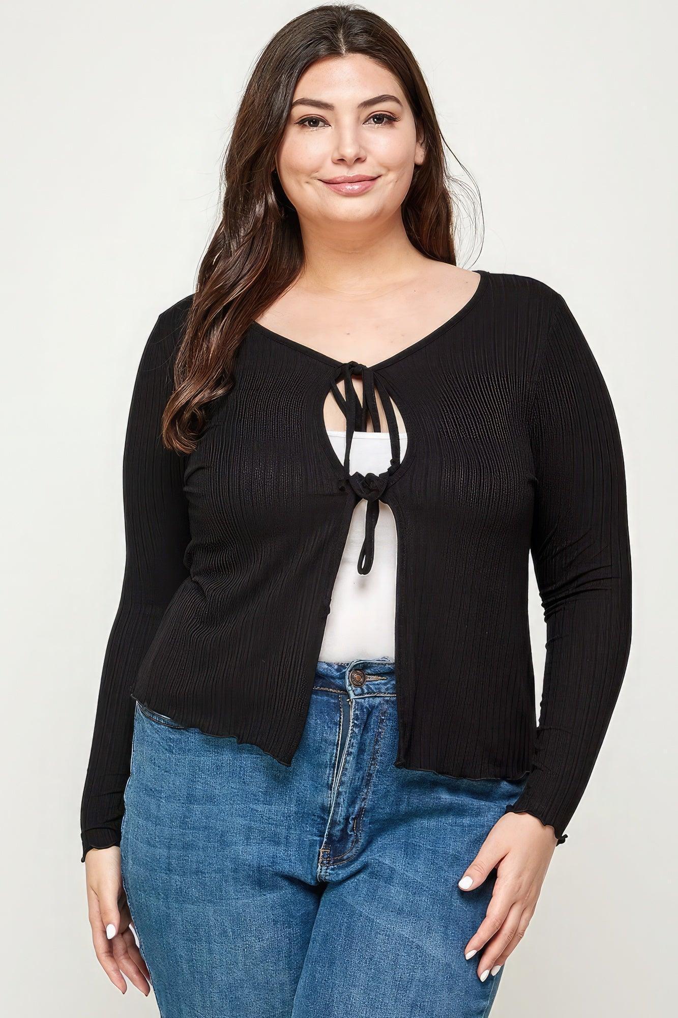 Solid Ribbed Pointelle Cardigan | Mixtshop LLC Main image