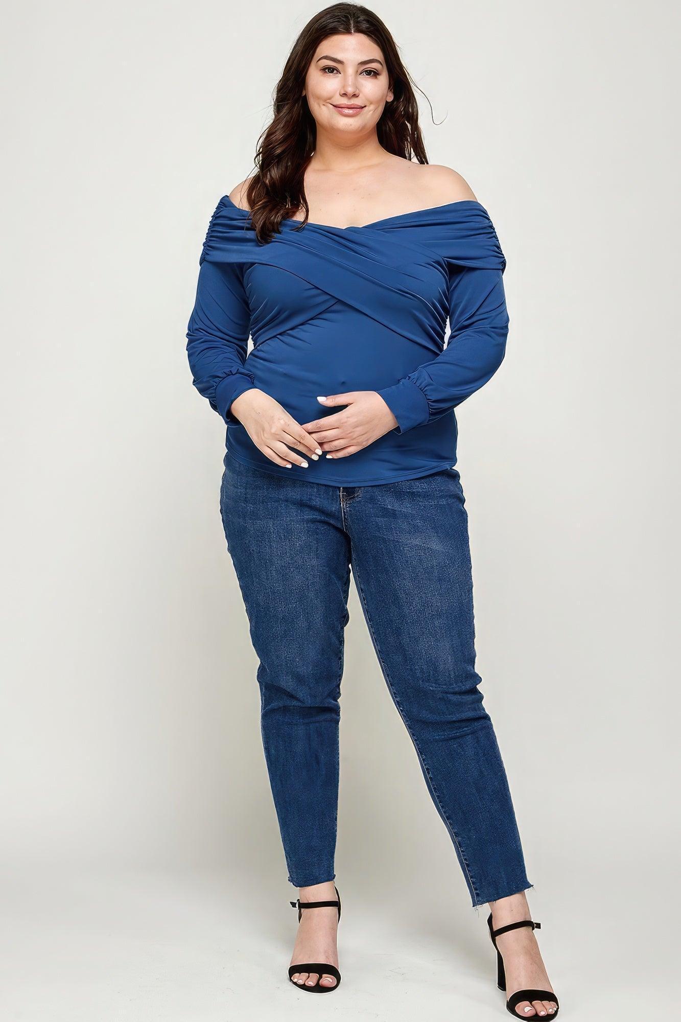 Plus Size Solid Wrap Dressy Top Secondary image