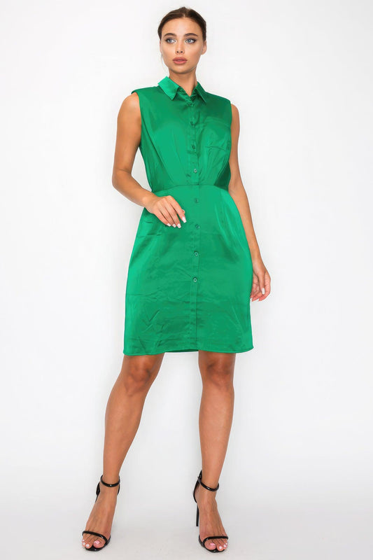 Button-down Pleated Shirt Dress | Mixtshop LLC