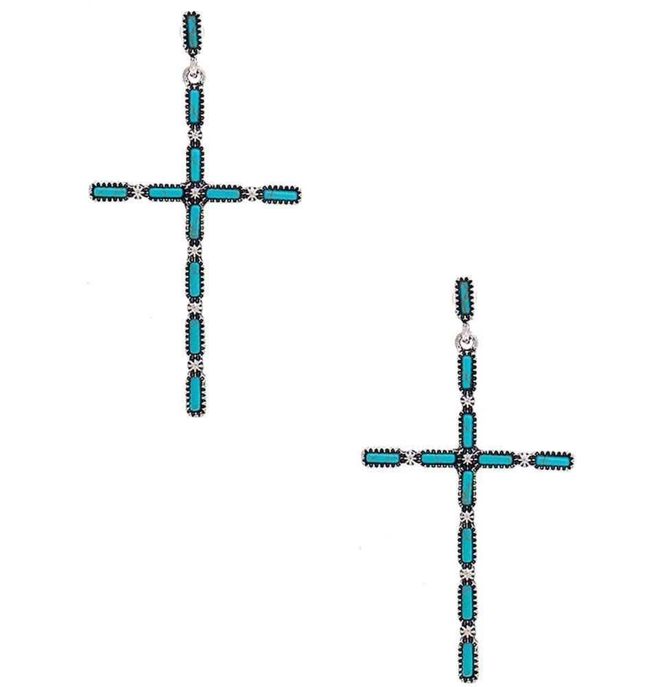Multi Stone Pattern Cross Metal Earring | Mixtshop LLC