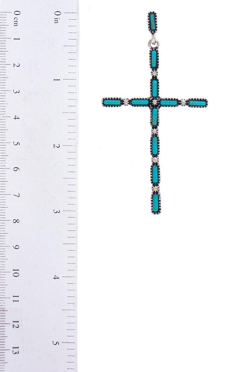 Multi Stone Pattern Cross Metal Earring | Mixtshop LLC