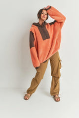 Two-toned Cozy Hooded Sweater | Mixtshop LLC