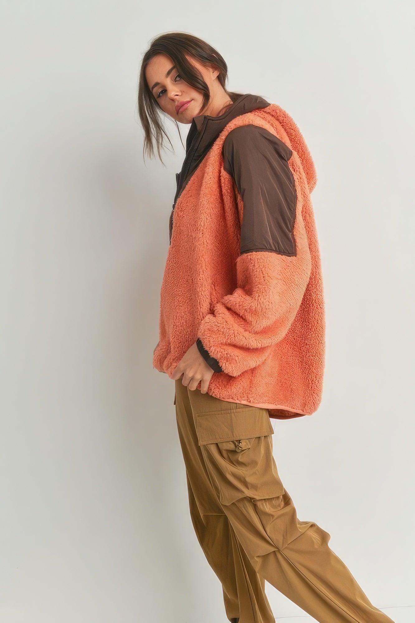 Two-toned Cozy Hooded Sweater | Mixtshop LLC