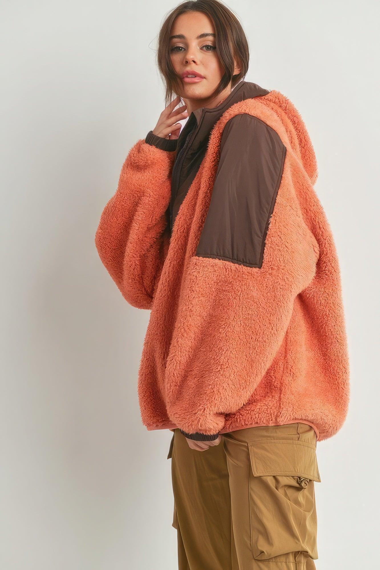 Two-toned Cozy Hooded Sweater | Mixtshop LLC