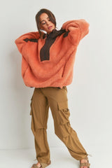 Two-toned Cozy Hooded Sweater | Mixtshop LLC