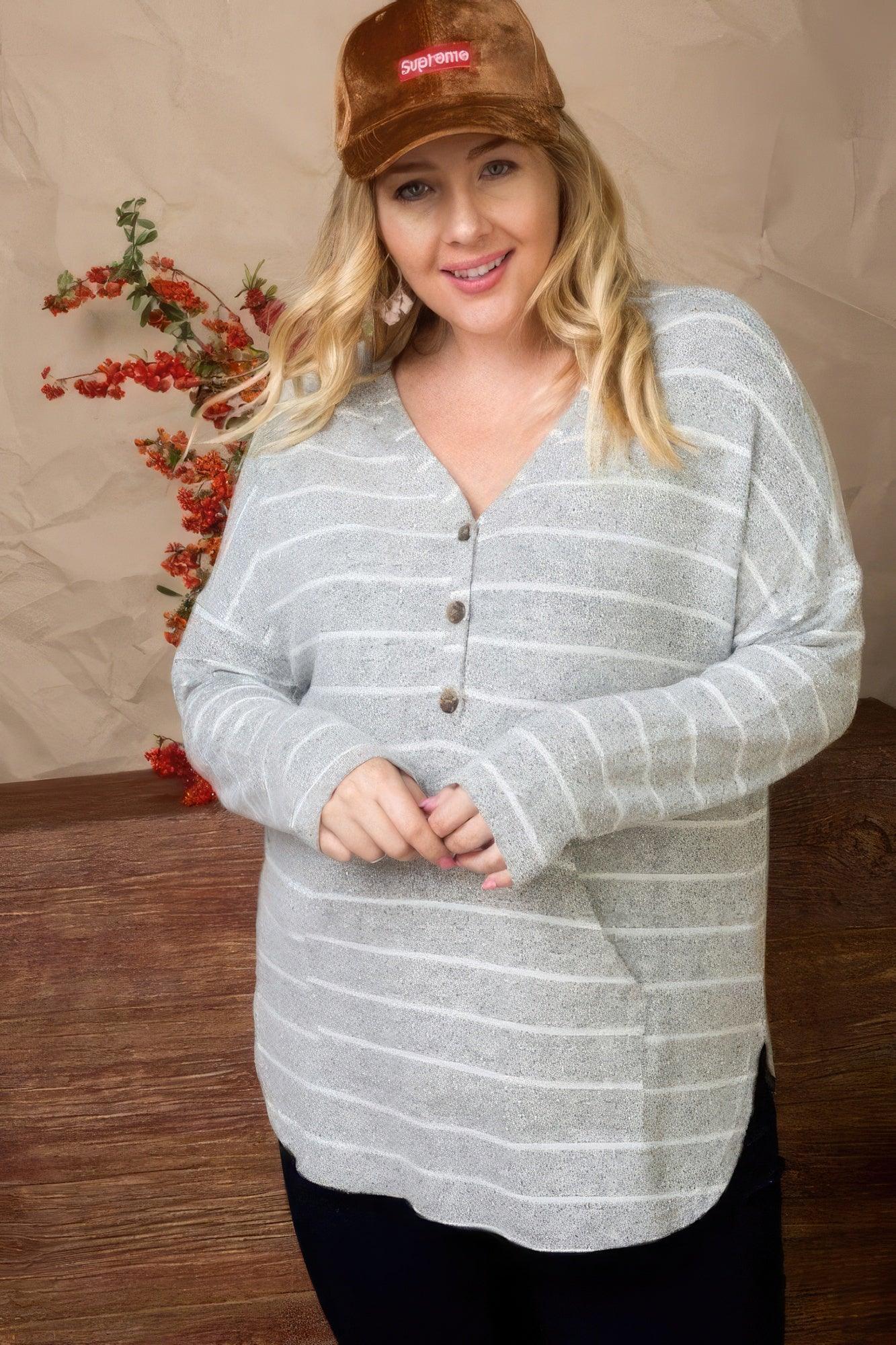 Brushed Hacci Two Tone Stripe Top | Mixtshop LLC