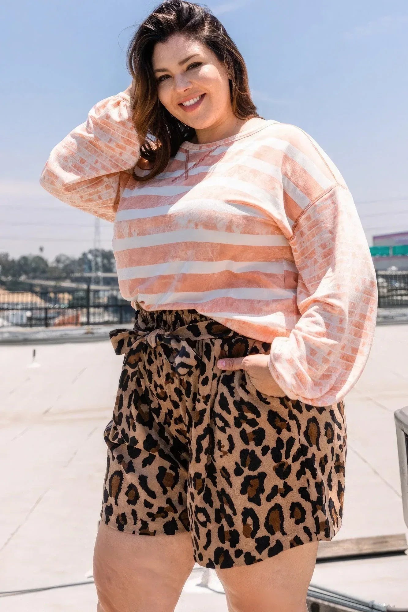 Stripe Printed French Terry Top | Mixtshop LLC Main image