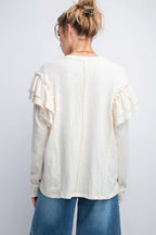 Double Ruffle Sleeves Top | Mixtshop LLC