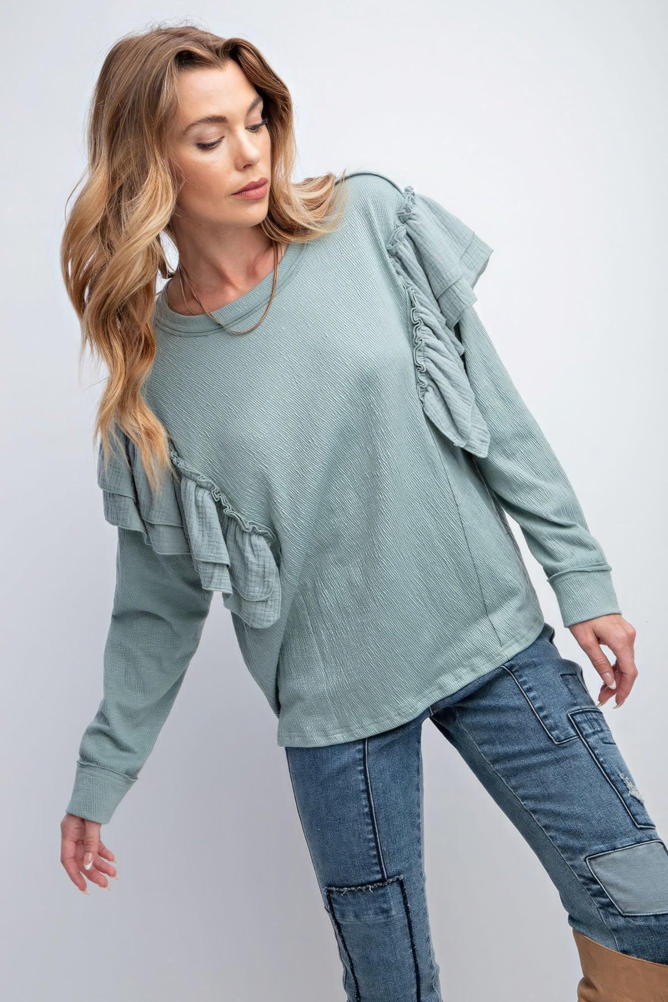 Double Ruffle Sleeves Top Secondary image