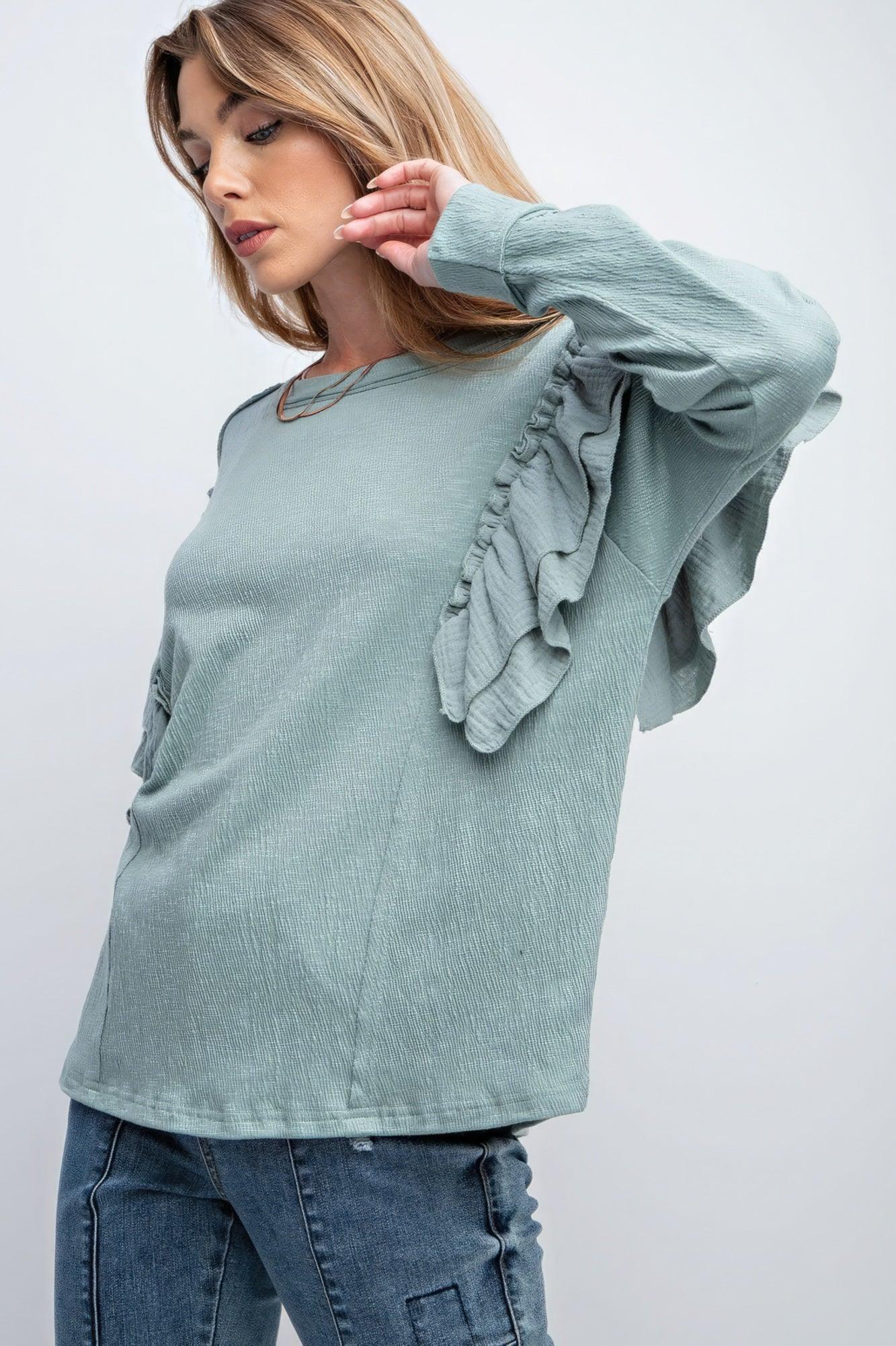 Double Ruffle Sleeves Top | Mixtshop LLC