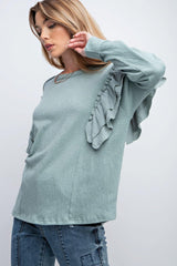 Double Ruffle Sleeves Top | Mixtshop LLC